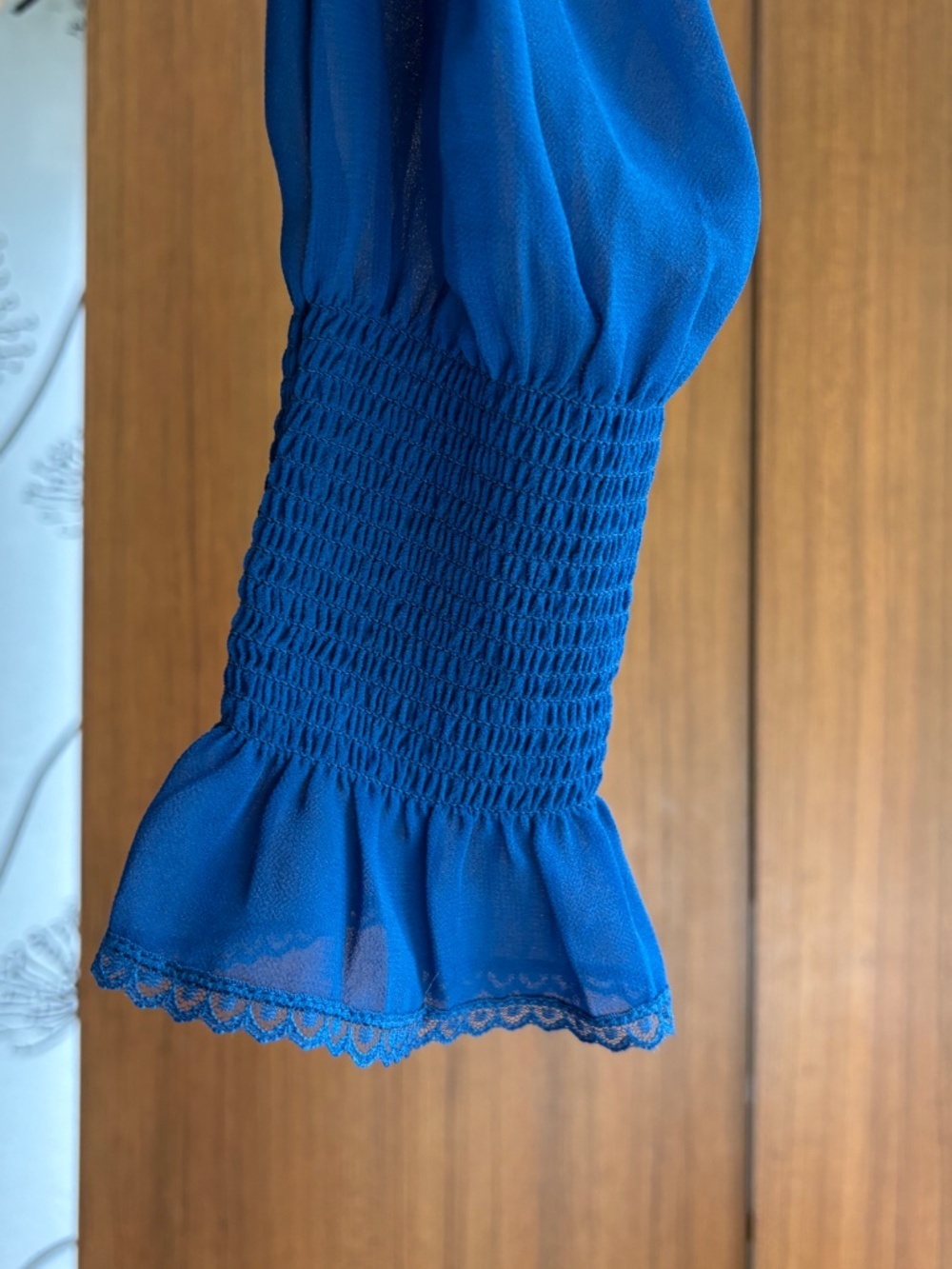 Aritzia Wilfred Emmylou Chiffon Squareneck Mini Dress Blue NWT Size 2 - Picture 14 of 16